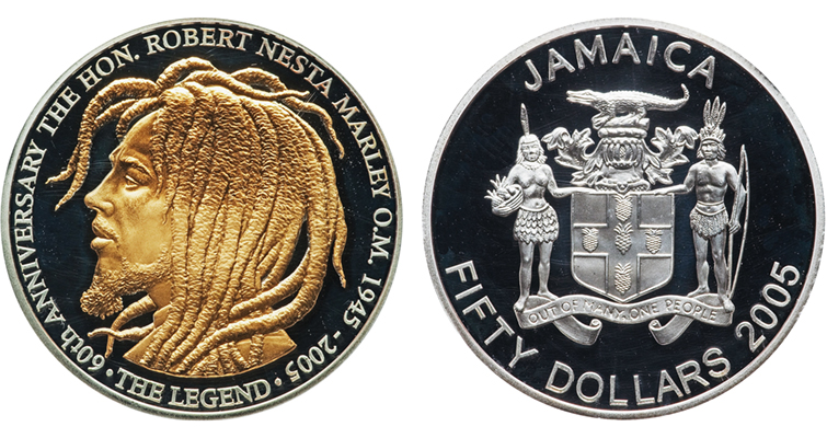 jamaica 50 dollar gold plated marley coin